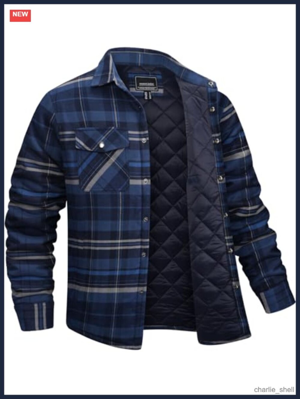 Men's Quilted Lined Flannel Shirt Jacket Cotton Heavyweight Plaid Button Down 5
